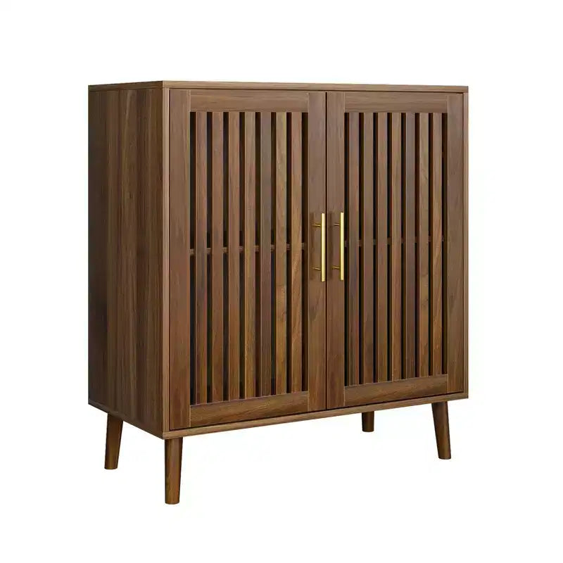 Okak Accent Cabinet, Credenza con quattro ante intagliate, Armadietto per Cucina, Sala da Pranzo, Ingresso