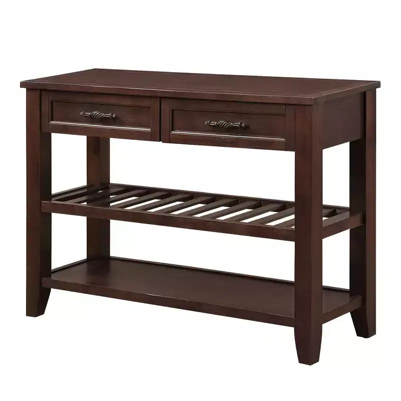 Okak Credenza in Legno Massello, Madia con 2 Ante e 2 Ripiani, Mobile Contenitore per Soggiorno, Sala da Pranzo, Cucina