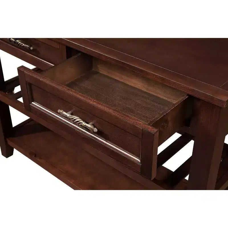 Okak Credenza in Legno Massello, Madia con 2 Ante e 2 Ripiani, Mobile Contenitore per Soggiorno, Sala da Pranzo, Cucina