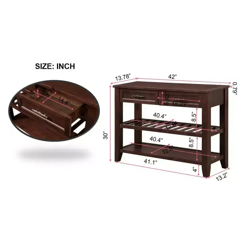 Okak Credenza in Legno Massello, Madia con 2 Ante e 2 Ripiani, Mobile Contenitore per Soggiorno, Sala da Pranzo, Cucina