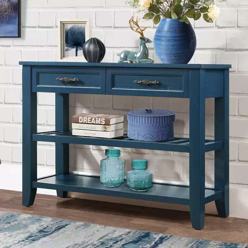 Okak Credenza in Legno Massello, Madia con 2 Ante e 2 Ripiani, Mobile Contenitore per Soggiorno, Sala da Pranzo, Cucina