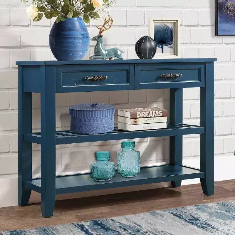 Okak Credenza in Legno Massello, Madia con 2 Ante e 2 Ripiani, Mobile Contenitore per Soggiorno, Sala da Pranzo, Cucina