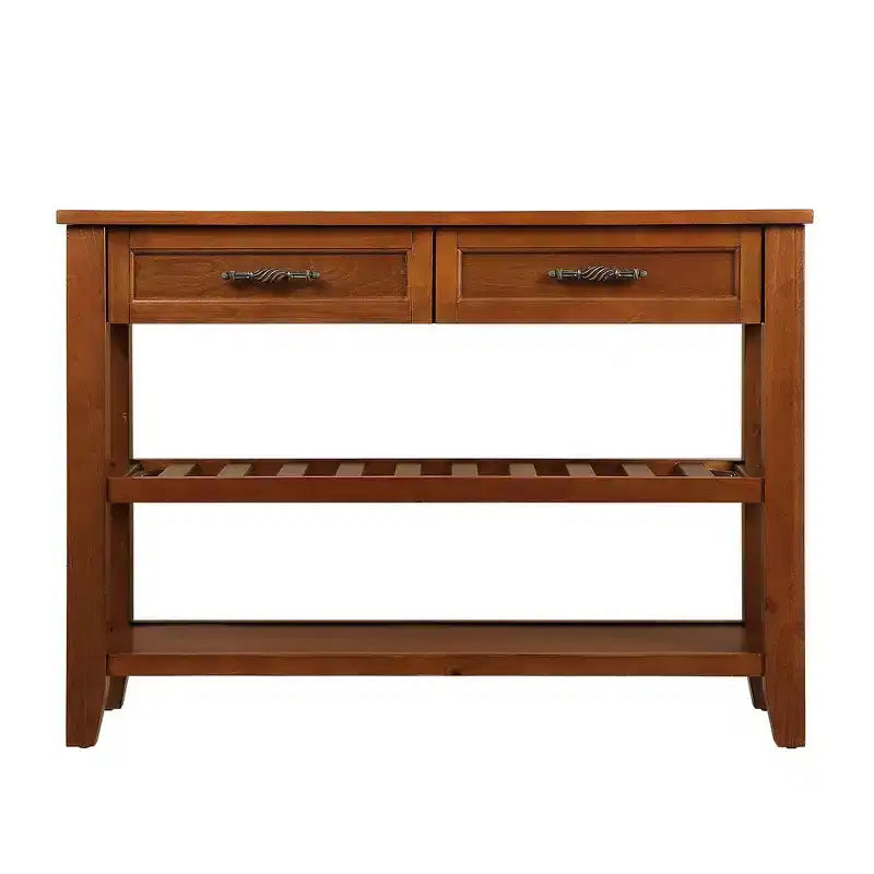 Okak Credenza in Legno Massello, Madia con 2 Ante e 2 Ripiani, Mobile Contenitore per Soggiorno, Sala da Pranzo, Cucina