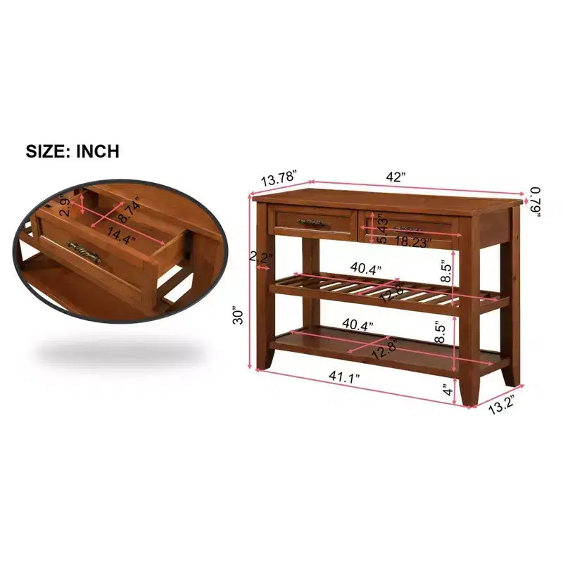 Okak Credenza in Legno Massello, Madia con 2 Ante e 2 Ripiani, Mobile Contenitore per Soggiorno, Sala da Pranzo, Cucina