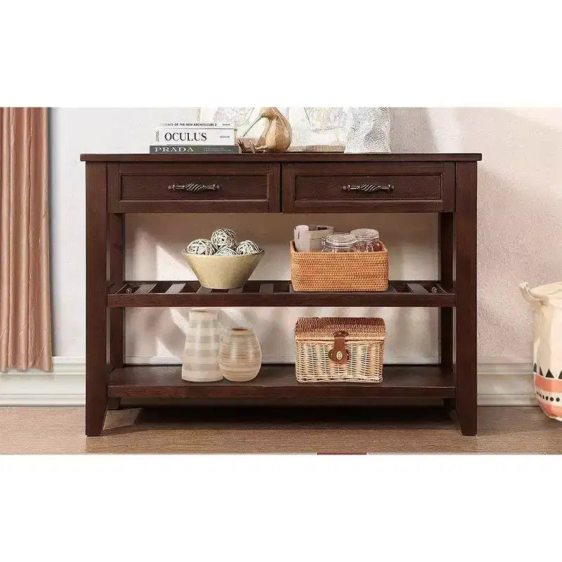 Okak Credenza in Legno Massello, Madia con 2 Ante e 2 Ripiani, Mobile Contenitore per Soggiorno, Sala da Pranzo, Cucina