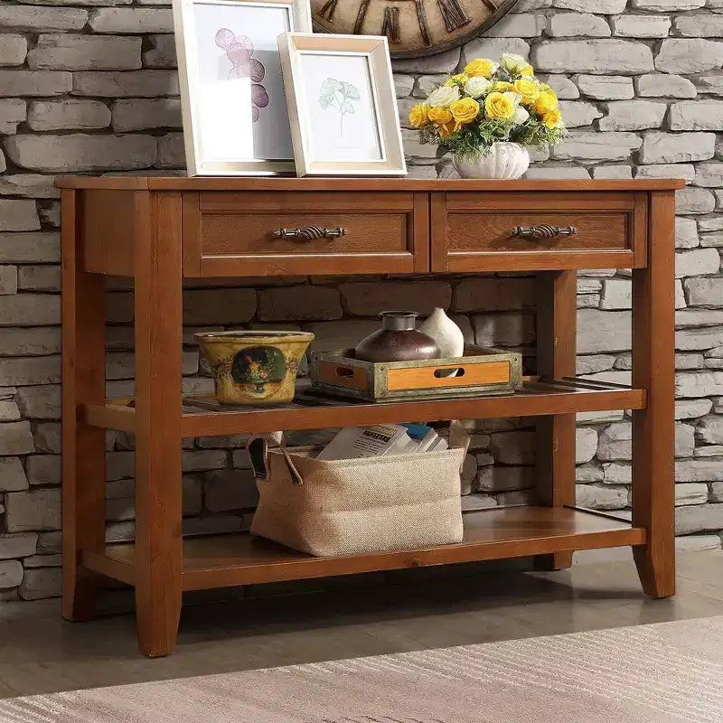 Okak Solid Wood Sideboard Cabinet, Bufft Cabinet with 2 Doors and 2 Shelves, Storage Cabinet for Living Room, Dining Room, Kitchen