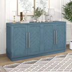 Madia Okak, Buffet con ante, Mobile credenza con ripiani regolabili e maniglie argentate, Mobile contenitore per soggiorno, ingresso, corridoio