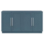 Madia Okak, Buffet con ante, Mobile credenza con ripiani regolabili e maniglie argentate, Mobile contenitore per soggiorno, ingresso, corridoio