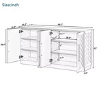 Madia Okak, Buffet con ante, Mobile credenza con ripiani regolabili e maniglie argentate, Mobile contenitore per soggiorno, ingresso, corridoio