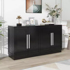 Madia Okak, Buffet con ante, Mobile credenza con ripiani regolabili e maniglie argentate, Mobile contenitore per soggiorno, ingresso, corridoio