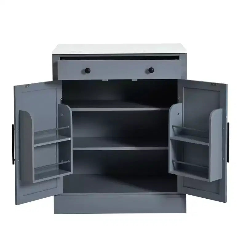 Mobile credenza moderno Okak, mobile d'accento con 2 ripiani regolabili e 2 ripiani sulla porta, mobile contenitore per soggiorno, ingresso, corridoio