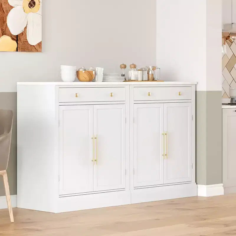 Mobile credenza moderno Okak, mobile d'accento con 2 ripiani regolabili e 2 ripiani sulla porta, mobile contenitore per soggiorno, ingresso, corridoio