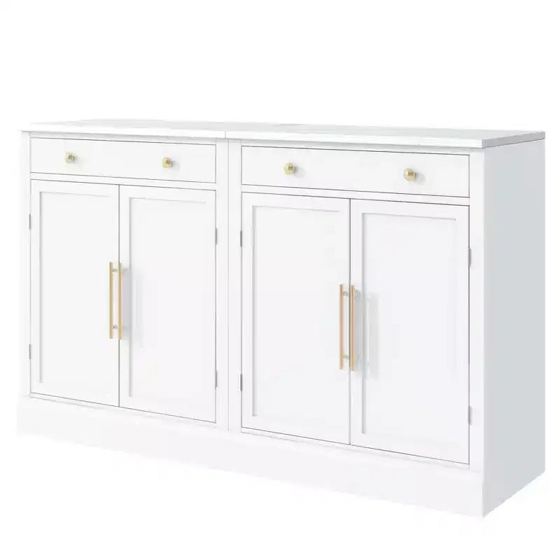 Mobile credenza moderno Okak, mobile d'accento con 2 ripiani regolabili e 2 ripiani sulla porta, mobile contenitore per soggiorno, ingresso, corridoio