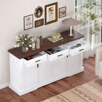 Mobile credenza scanalato Okak da 63 pollici, mobile credenza con 4 ante e 2 cassetti, mobile contenitore per soggiorno, sala da pranzo, cucina