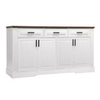 Mobile credenza scanalato Okak da 63 pollici, mobile credenza con 4 ante e 2 cassetti, mobile contenitore per soggiorno, sala da pranzo, cucina
