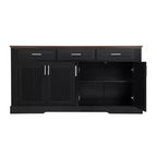 Mobile credenza scanalato Okak da 63 pollici, mobile credenza con 4 ante e 2 cassetti, mobile contenitore per soggiorno, sala da pranzo, cucina
