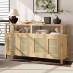 Bahut Okak style Bohème, Buffet avec 4 Portes et 1 Étagère Ouverte, Meuble de Rangement pour Salon, Salle à Manger, Cuisine