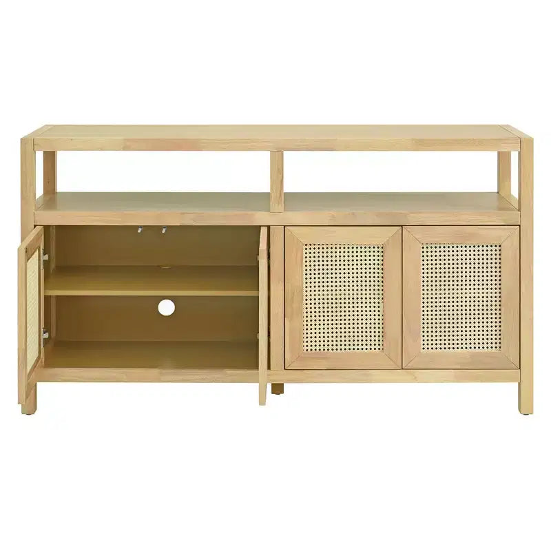 Bahut Okak style Bohème, Buffet avec 4 Portes et 1 Étagère Ouverte, Meuble de Rangement pour Salon, Salle à Manger, Cuisine
