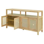 Bahut Okak style Bohème, Buffet avec 4 Portes et 1 Étagère Ouverte, Meuble de Rangement pour Salon, Salle à Manger, Cuisine