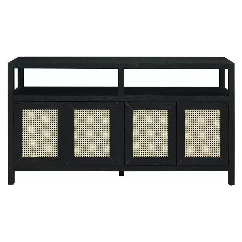 Bahut Okak style Bohème, Buffet avec 4 Portes et 1 Étagère Ouverte, Meuble de Rangement pour Salon, Salle à Manger, Cuisine