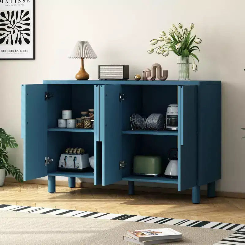Meuble de rangement en bois Okak, buffet avec 4 portes et 4 étagères, meuble de rangement pour salon, salle à manger, cuisine