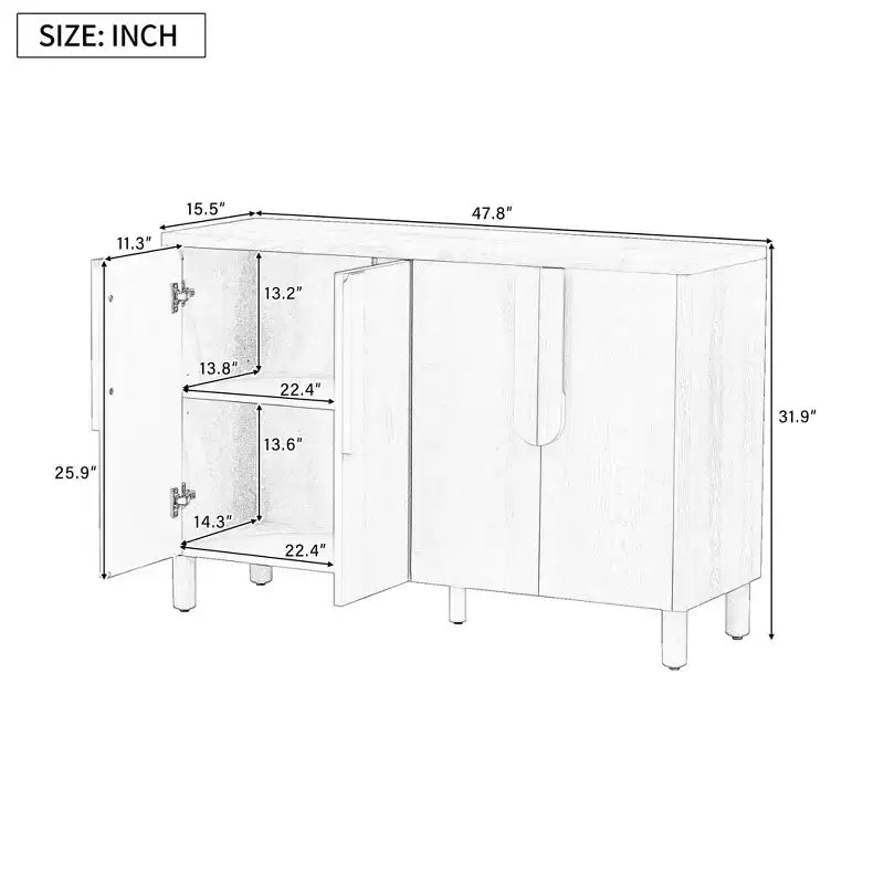 Meuble de rangement en bois Okak, buffet avec 4 portes et 4 étagères, meuble de rangement pour salon, salle à manger, cuisine