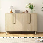 Okak Wooden Sideboard Cabinet, Bufft Cabinet with 4 Doors and 4 Shelves, Storage Cabinet for Living Room, Dining Room, Kitchen