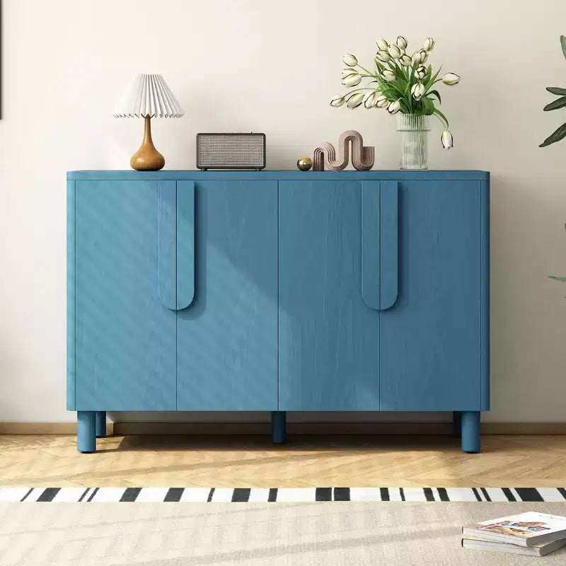 Okak Madia in Legno, Madia Credenza con 4 Ante e 4 Ripiani, Mobile Contenitore per Soggiorno, Sala da Pranzo, Cucina