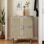 Mobile credenza in rattan Okak, mobile buffet con 4 ante e 8 ripiani, mobiletto contenitore per soggiorno, sala da pranzo, cucina