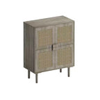 Mobile credenza in rattan Okak, mobile buffet con 4 ante e 8 ripiani, mobiletto contenitore per soggiorno, sala da pranzo, cucina