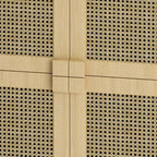 Mobile credenza in rattan Okak, mobile buffet con 4 ante e 8 ripiani, mobiletto contenitore per soggiorno, sala da pranzo, cucina