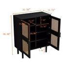 Mobile credenza in rattan Okak, mobile buffet con 4 ante e 8 ripiani, mobiletto contenitore per soggiorno, sala da pranzo, cucina