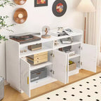 Mobile credenza Okak, credenza a buffet con 4 ante e 2 cassetti, maniglia in metallo, mobile contenitore per soggiorno, sala da pranzo, cucina