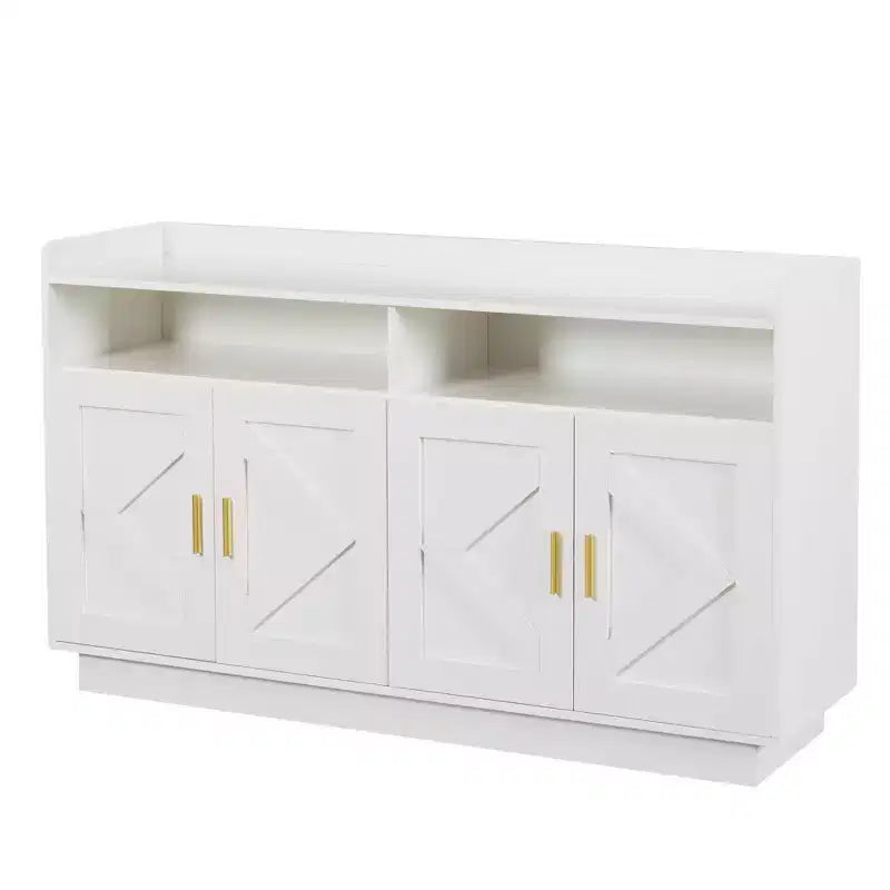 Mobile credenza Okak, credenza a buffet con 4 ante e 2 cassetti, maniglia in metallo, mobile contenitore per soggiorno, sala da pranzo, cucina