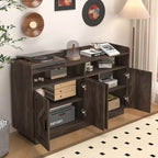Mobile credenza Okak, credenza a buffet con 4 ante e 2 cassetti, maniglia in metallo, mobile contenitore per soggiorno, sala da pranzo, cucina
