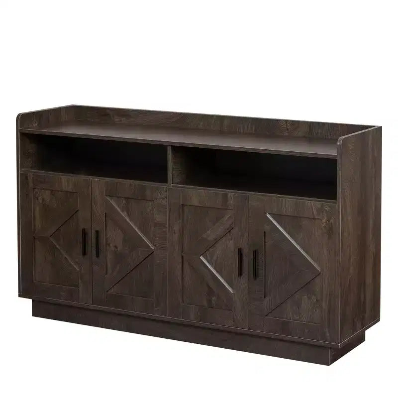 Mobile credenza Okak, credenza a buffet con 4 ante e 2 cassetti, maniglia in metallo, mobile contenitore per soggiorno, sala da pranzo, cucina