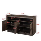 Mobile credenza Okak, credenza a buffet con 4 ante e 2 cassetti, maniglia in metallo, mobile contenitore per soggiorno, sala da pranzo, cucina