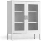 Okak Armadietto/Vetrinetta in metallo, Credenza con 3 ripiani, Armadietto/Mobiletto contenitore autoportante per Soggiorno, Corridoio e Ufficio