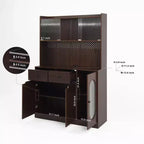 Madia in legno Okak, Mobile Bufft con 4 ante e 2 cassetti, Armadietto contenitore per soggiorno, sala da pranzo, cucina