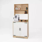 Madia in legno Okak, Mobile Bufft con 4 ante e 2 cassetti, Armadietto contenitore per soggiorno, sala da pranzo, cucina