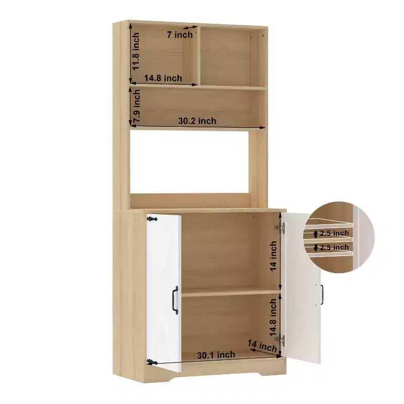 Madia in legno Okak, Mobile Bufft con 4 ante e 2 cassetti, Armadietto contenitore per soggiorno, sala da pranzo, cucina