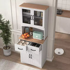 Madia in legno Okak, Mobile Bufft con 4 ante e 2 cassetti, Armadietto contenitore per soggiorno, sala da pranzo, cucina