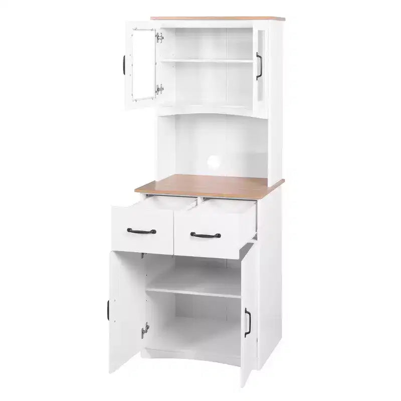 Madia in legno Okak, Mobile Bufft con 4 ante e 2 cassetti, Armadietto contenitore per soggiorno, sala da pranzo, cucina