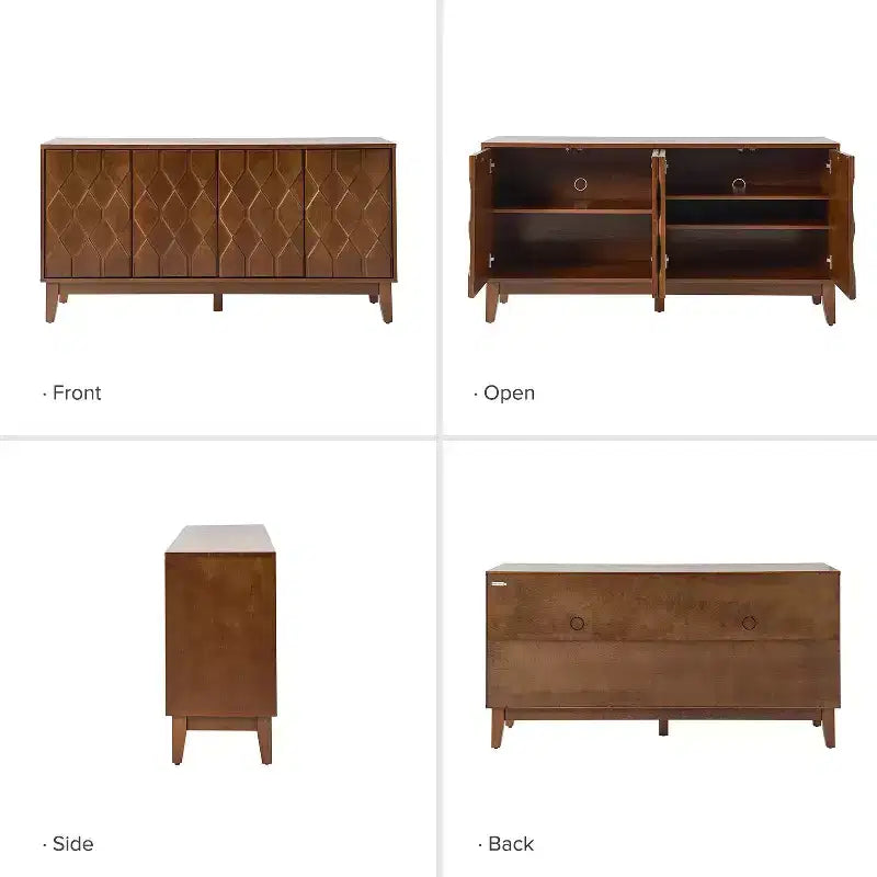Rosalind 60 Credenza larga moderna con frontali delle ante a rilievo geometrico | KARAT HOME-WALNUT