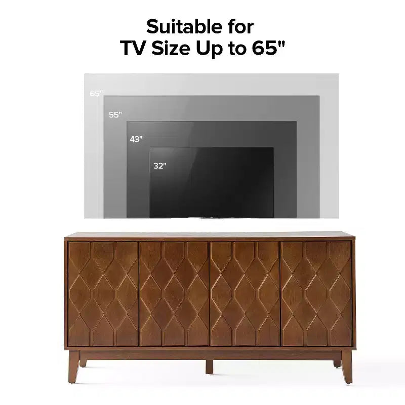 Rosalind 60 Credenza larga moderna con frontali delle ante a rilievo geometrico | KARAT HOME-WALNUT