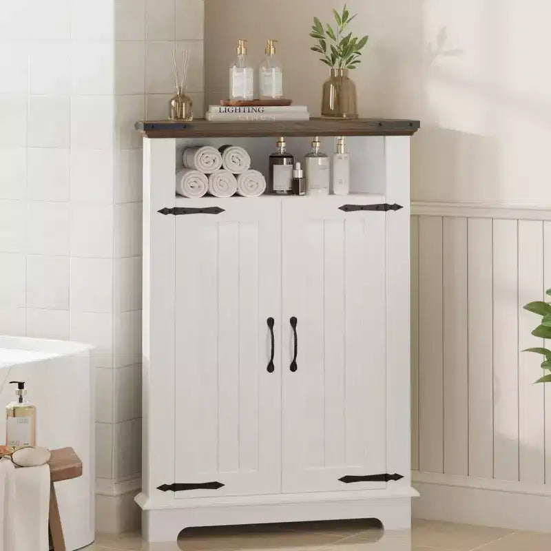 22 Triangle Corner Small Corner Cabinet for Bathroom, Kitchen, Living Room, White
