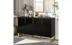 Zevemomo Buffet Sideboard Storage Cabinet Coffee Bar Console Table with Adjustable Shelf, 4 Doors, Black