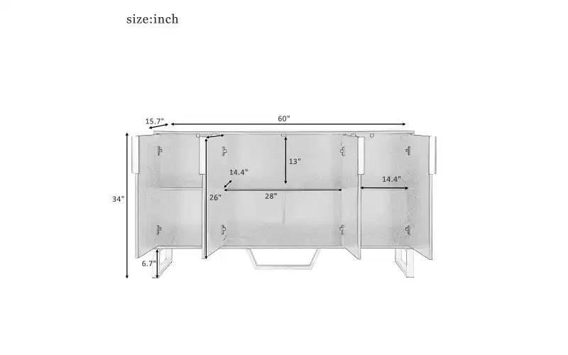 Credenza Zevemomo con mobile contenitore, mobiletto per caffè con ripiano regolabile, 4 ante, nero
