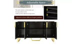 Credenza Zevemomo con mobile contenitore, mobiletto per caffè con ripiano regolabile, 4 ante, nero