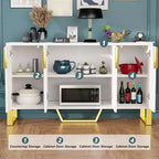 Zevemomo Credenza da Buffet Mobile Contenitore 60 pollici Tavolo Consolle da Caffè con Ripiano Regolabile, 4 Ante, Bianco
